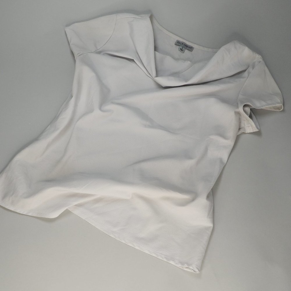 Light Gray White Crepe Cowl Neck Blouse